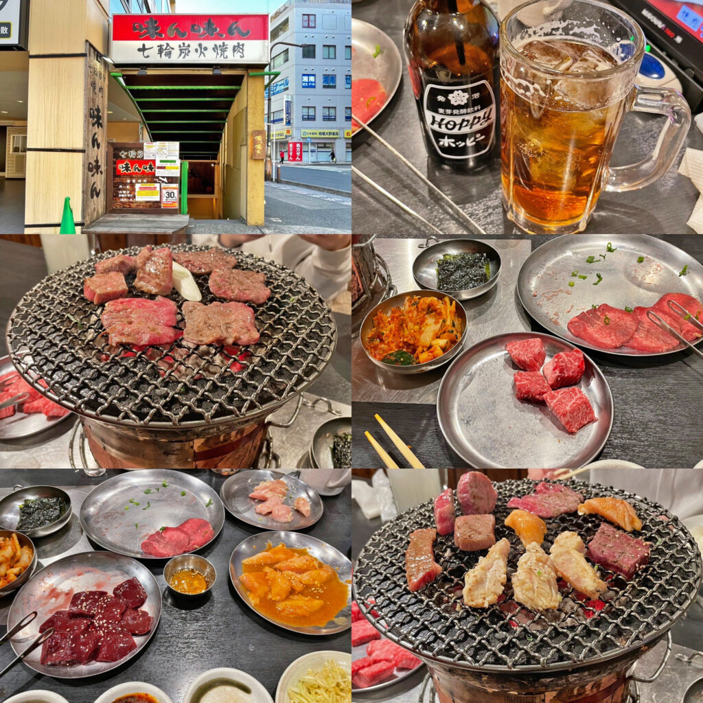 味ん味ん相模大野店で黒ホッピーと焼肉