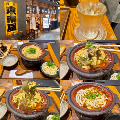 「浅草 東南屋（たつみ屋）ヨドバシAKIBA」の「どぜう柳川ちび鍋」と「〆のうどん」