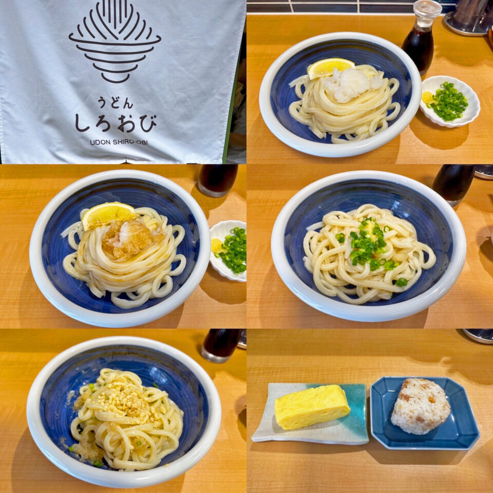 千駄木「うどん しろおび」の「おろししょうゆうどん」と「かしわおにぎり」、「だし巻き」