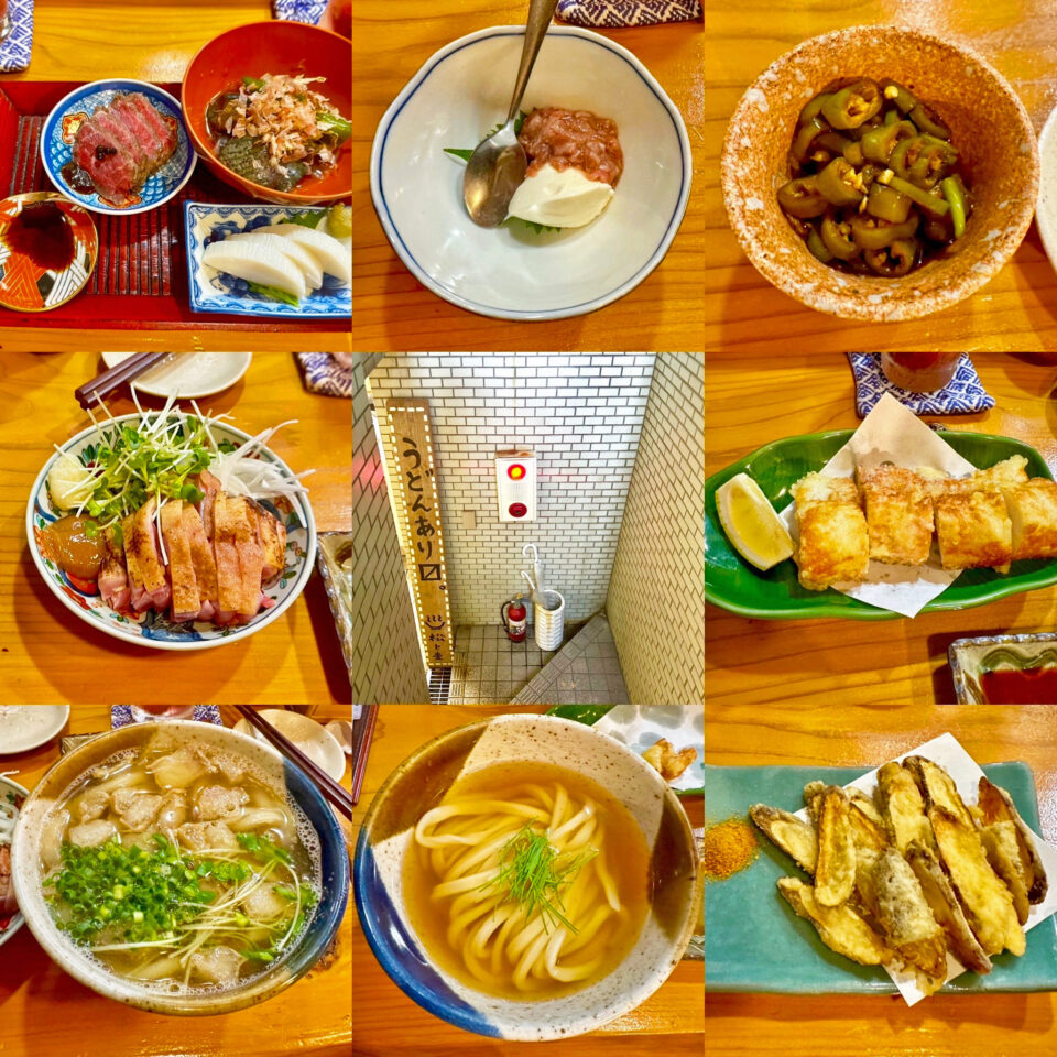 「うどんスナック松ト麦」の「牛かすうどん」と「冷かけうどん」