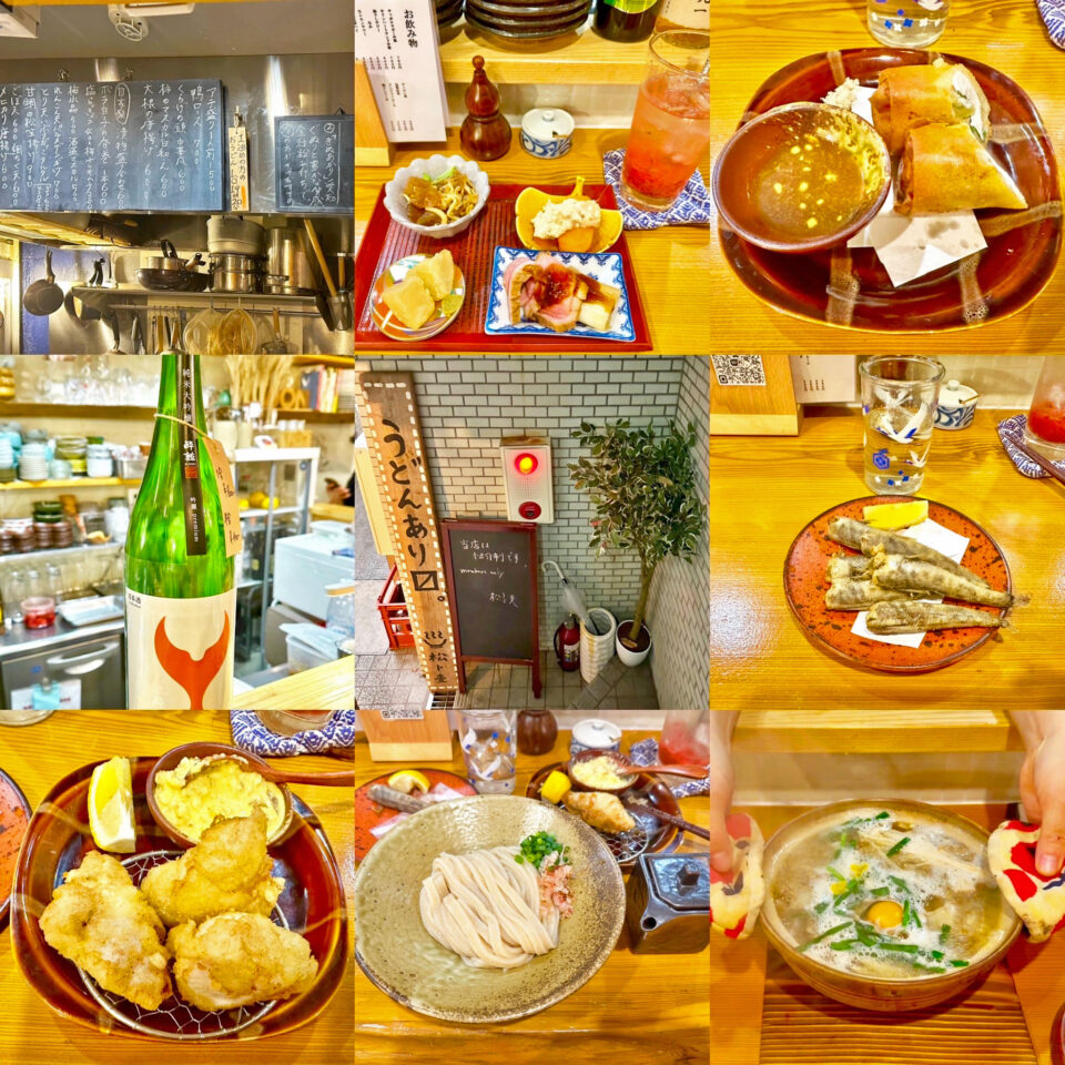 「うどんスナック松ト麦」の「きぬあかり」の「しょうゆうどん」と「ニシホナミ」の「月見かすごぼ天鍋焼きうどん」