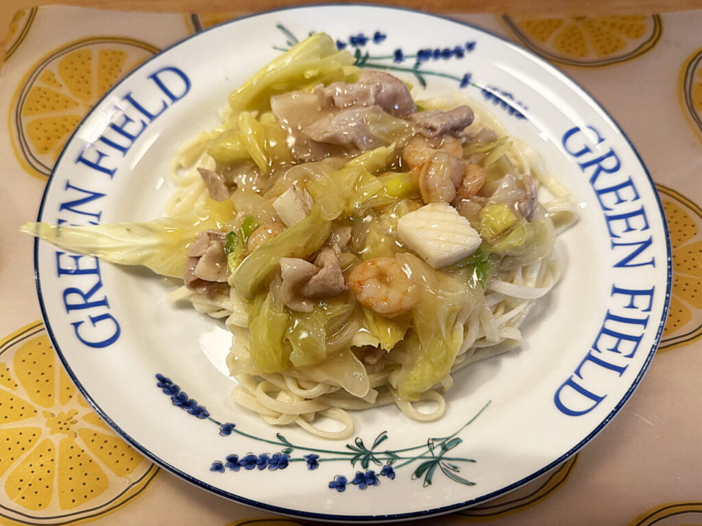 お手軽レシピ:五目あんかけ焼きうどん