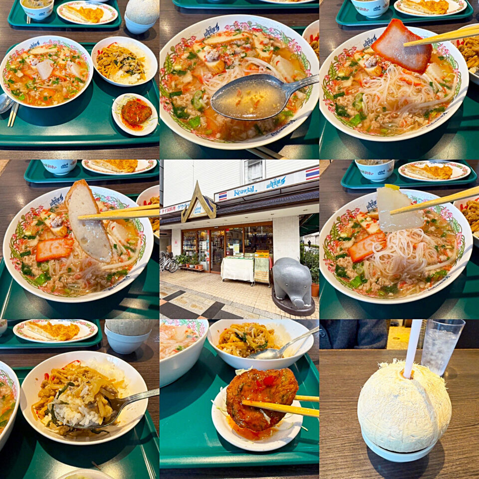 錦糸町「Keawjai(ゲウチャイ)江東橋店」の「LEK TOMYAM MOO(豚挽肉入トムヤムビーフン)ラーメンセット」