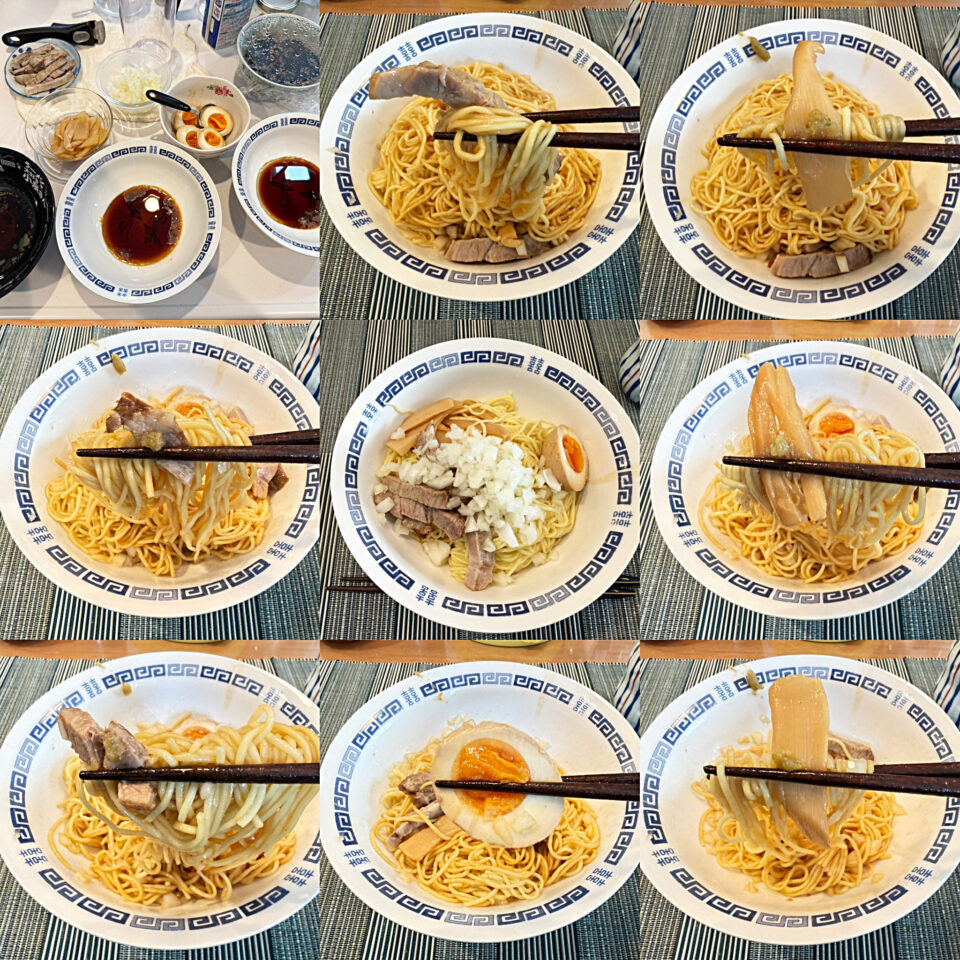 自作ラーメン：自作ラーメンタレと自作チャーシューの「油そば」