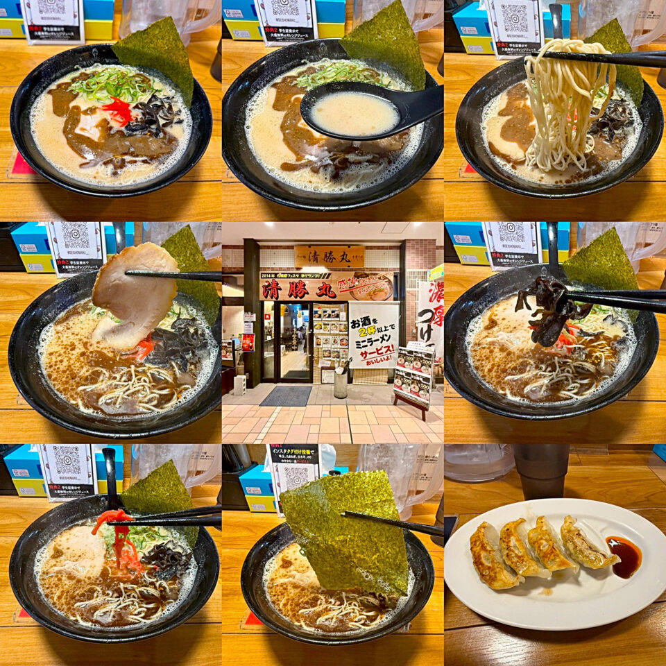 相模大野:「清勝丸 相模大野店」の「黒潮豚骨」と「薄皮餃子(4個)」